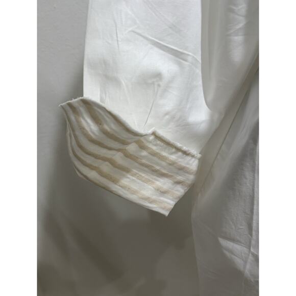 Anthropologie Maeve Maxi Tunic Buttondown Top White Size Medium NEW $168 - Picture 5 of 8